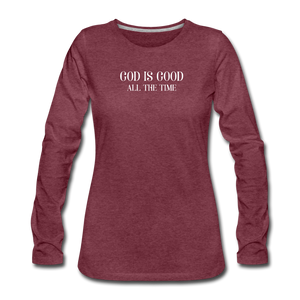 God Is Good Women's Tee - heather burgundy