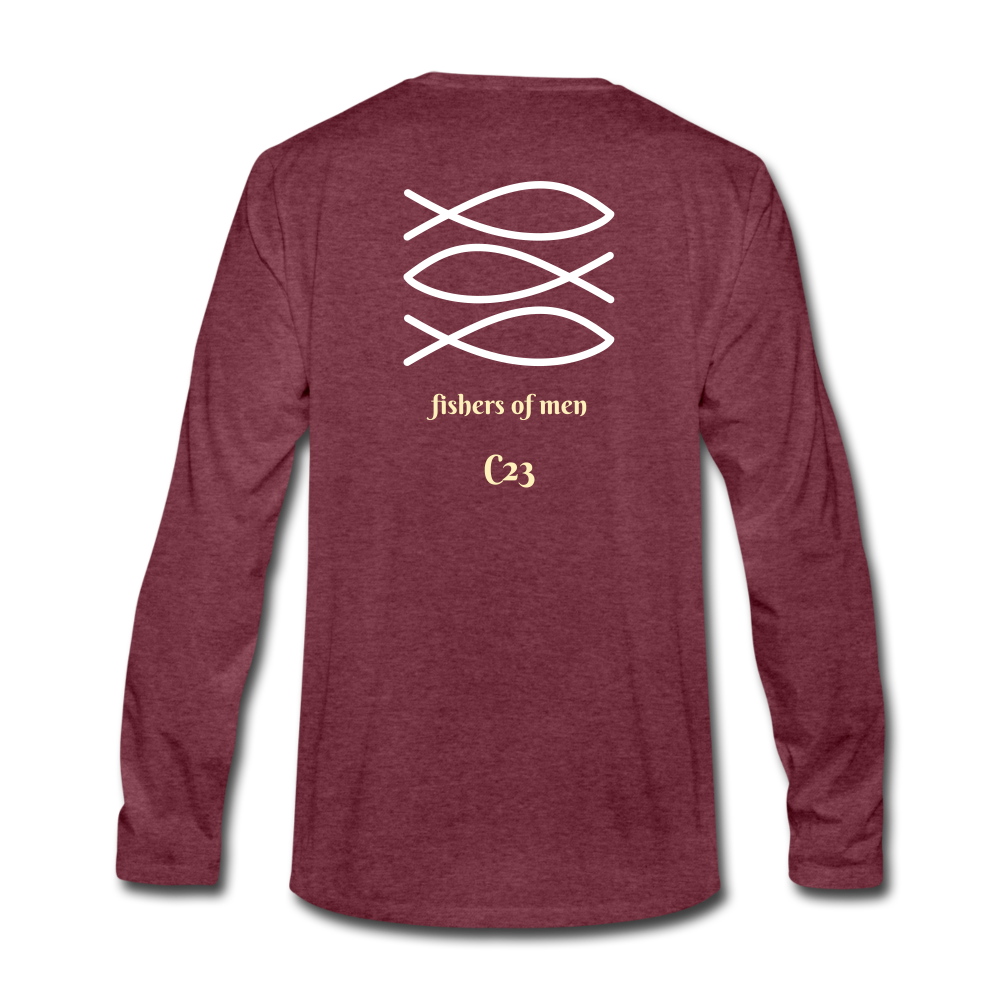 Fishers of Men Long Sleeve Tee - heather burgundy