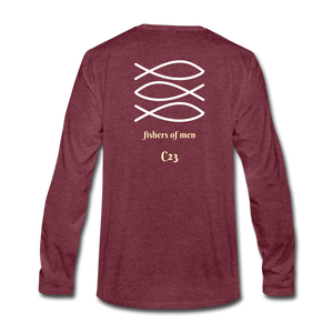 Fishers of Men Long Sleeve Tee - heather burgundy