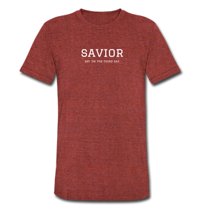 Savior Tee - heather cranberry