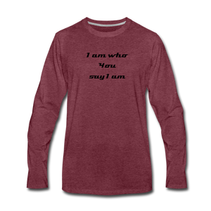 I Am Long Sleeve Tee - heather burgundy